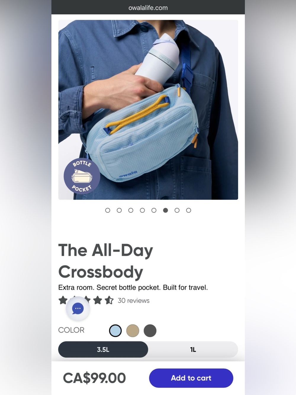 Owala - All-Day Crossbody Belt Bag - fits water bottle!